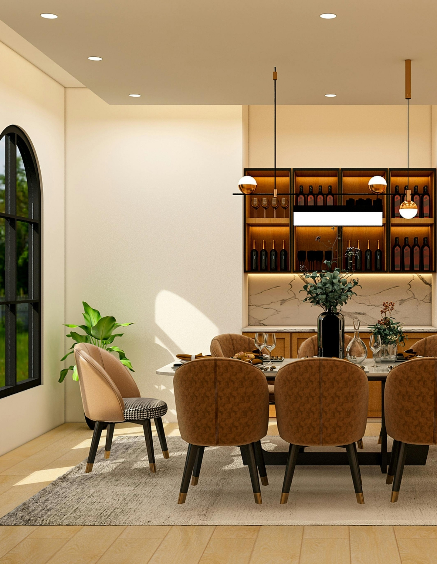 Luxury furnished living and dining space
