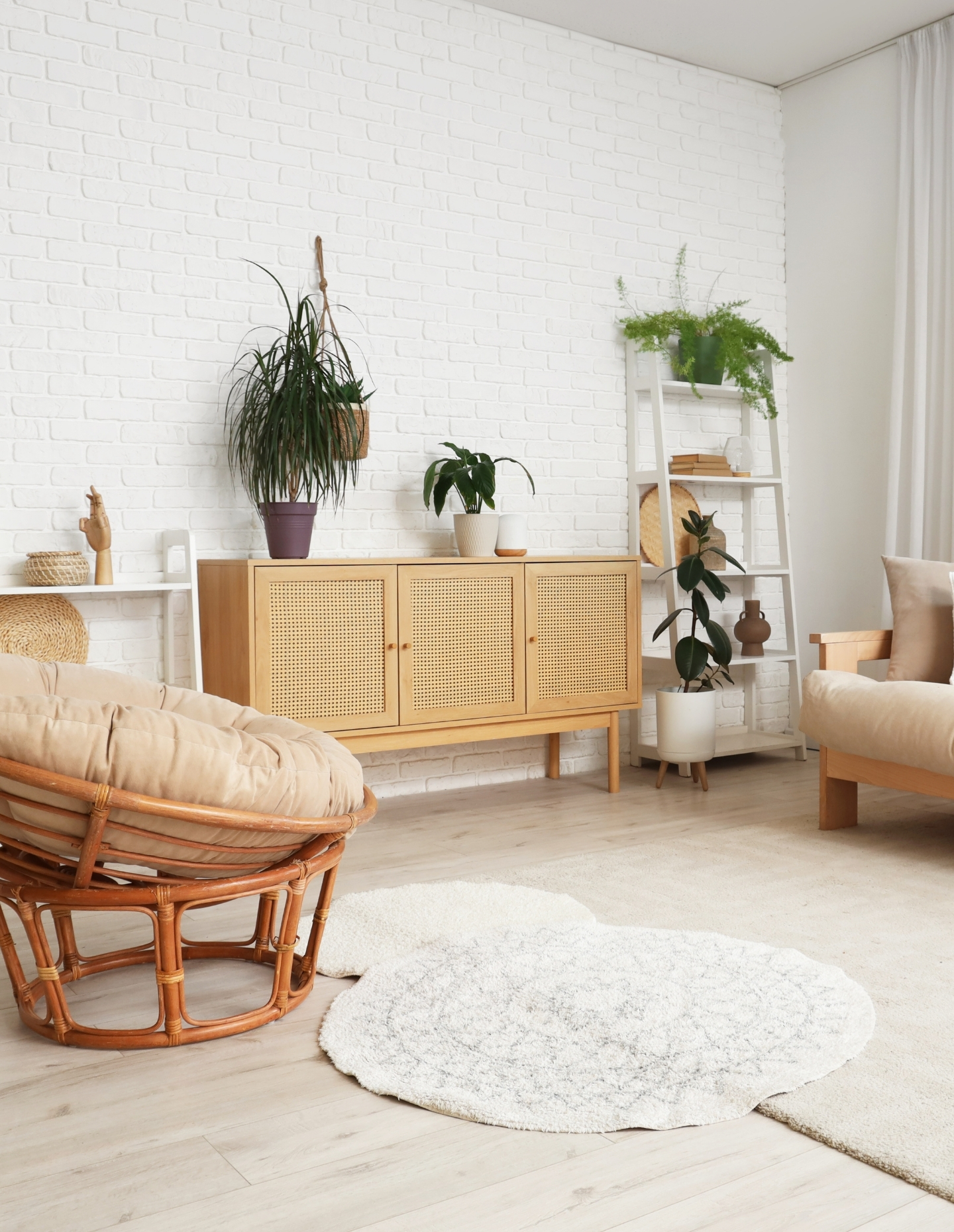 Bright luxury bedroom and sitting area